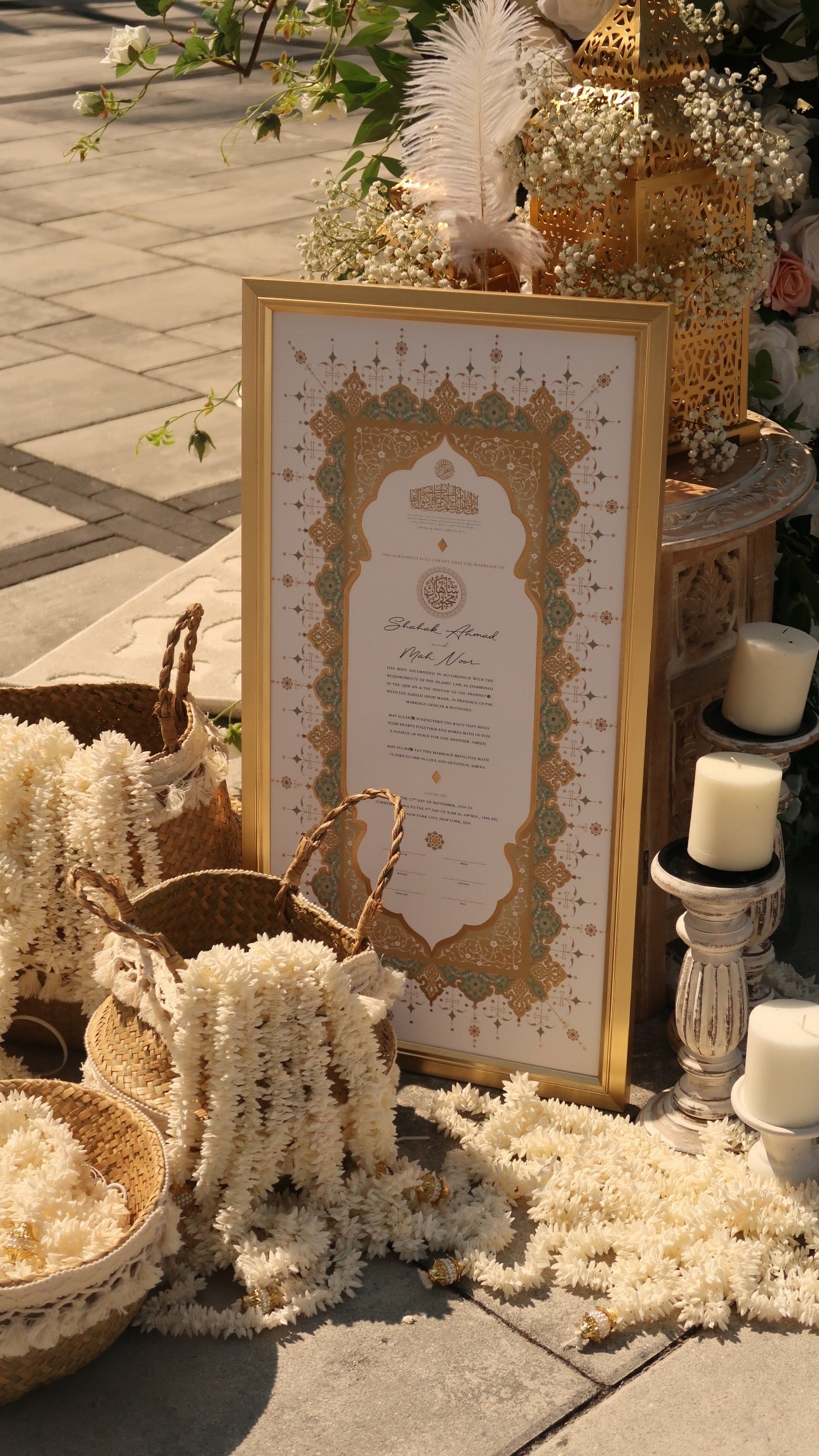Jahanara Sage Nikah Certificate - Gold Embellished