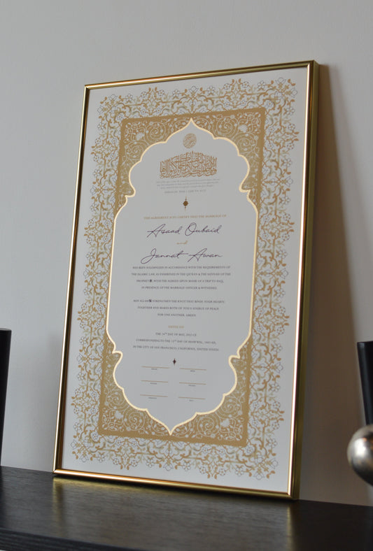 Shireen Nikah Certificate - Gold Embellished
