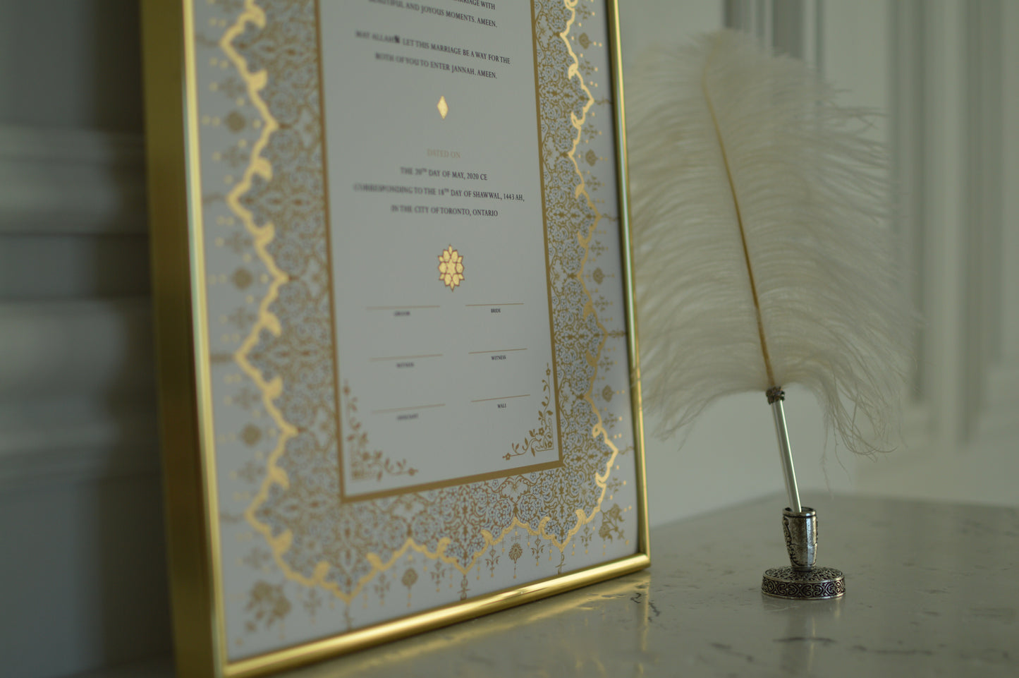 Soraya Nikah Certificate - Gold Embellished
