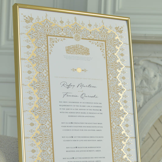 Soraya Nikah Certificate - Gold Embellished