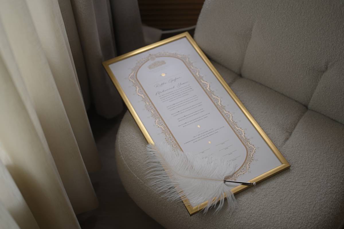 Raeesa Nikah Certificate - Gold Embellished