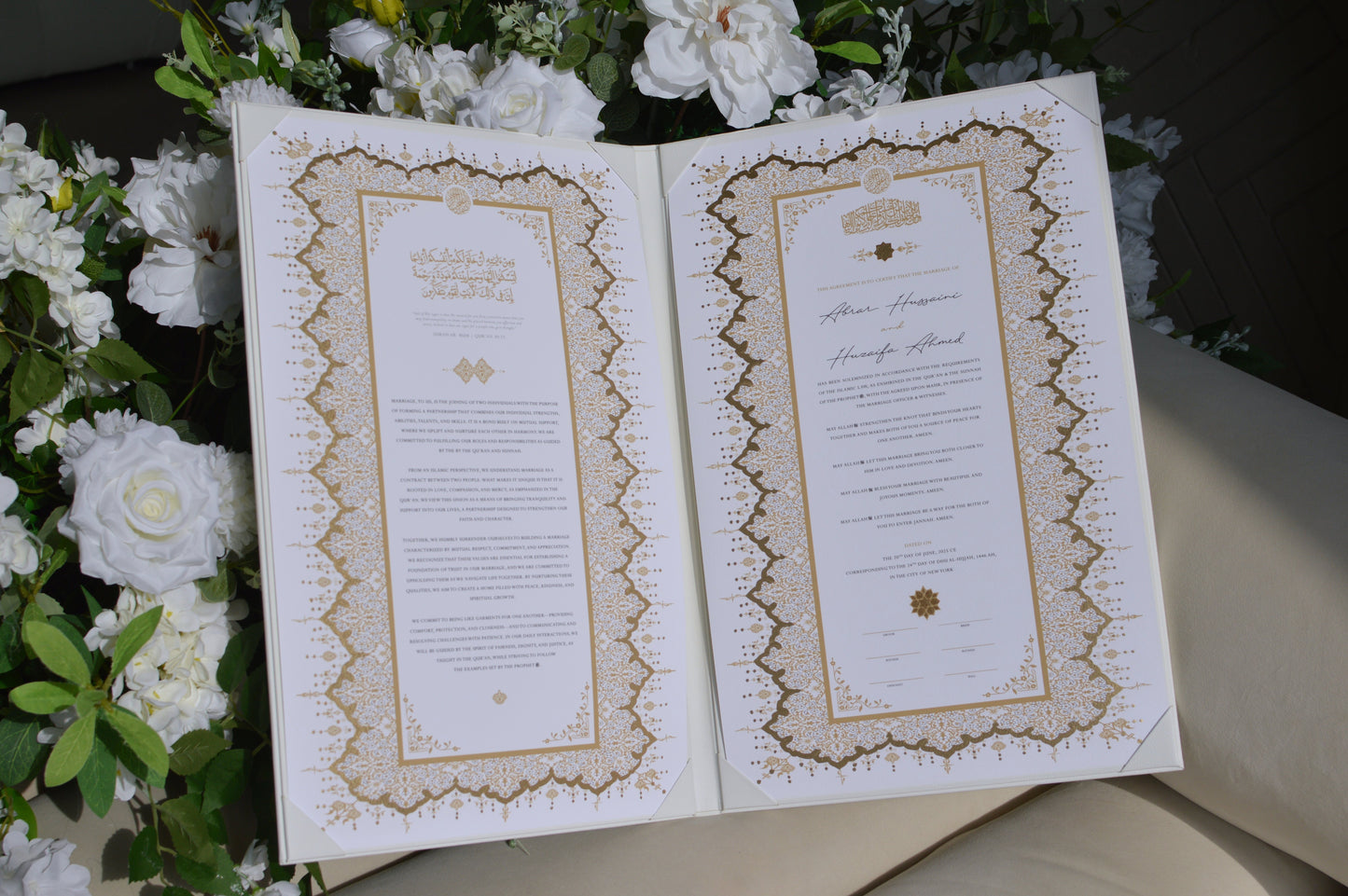 Gold Chain Nikah Certificate Folder Set