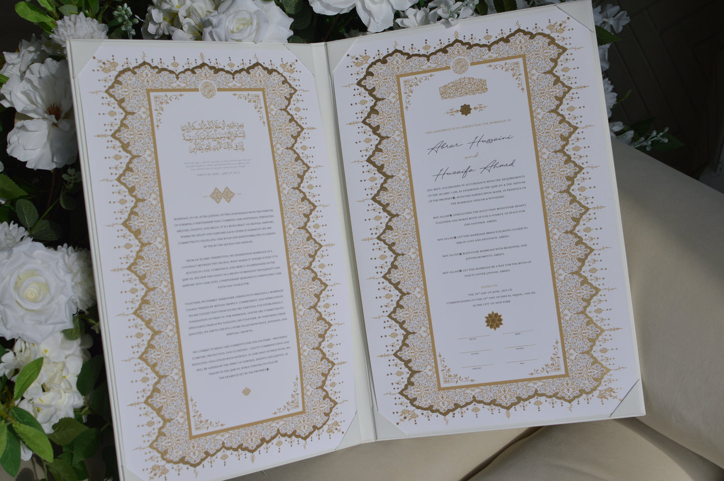 White Chain Nikah Certificate Folder Set