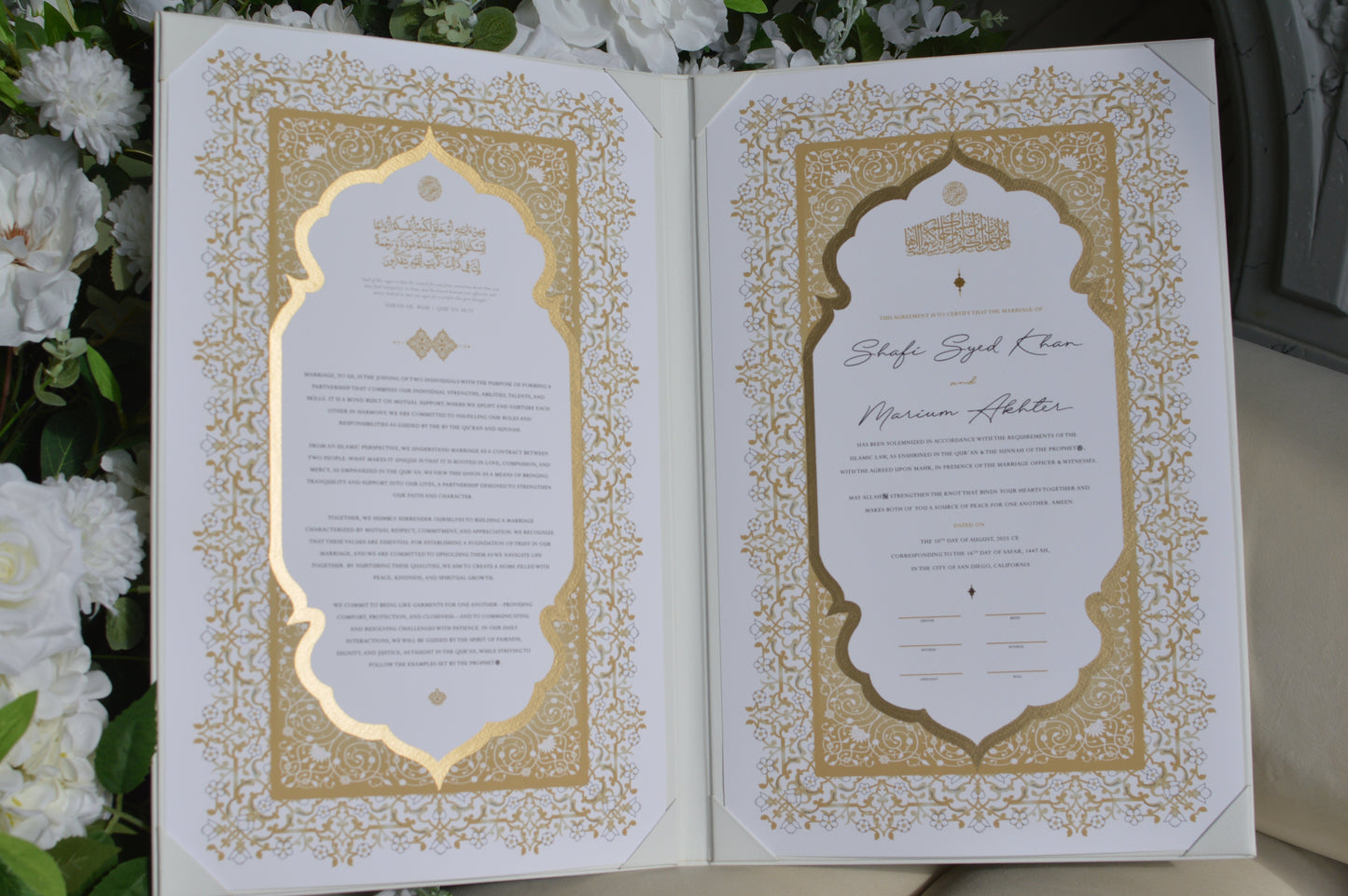 White Chain Nikah Certificate Folder Set