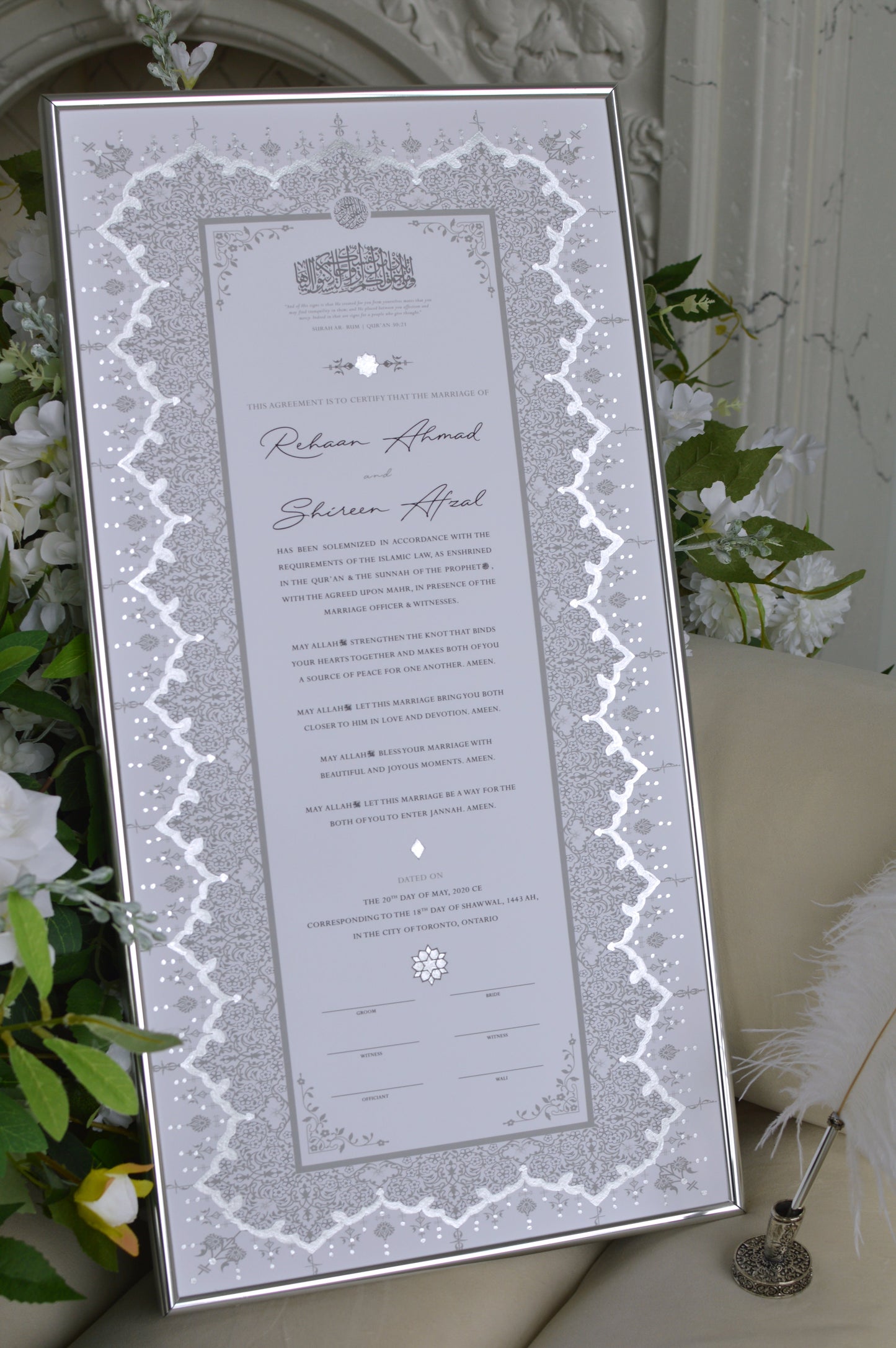 Soraya Nikah Certificate - Silver Embellished