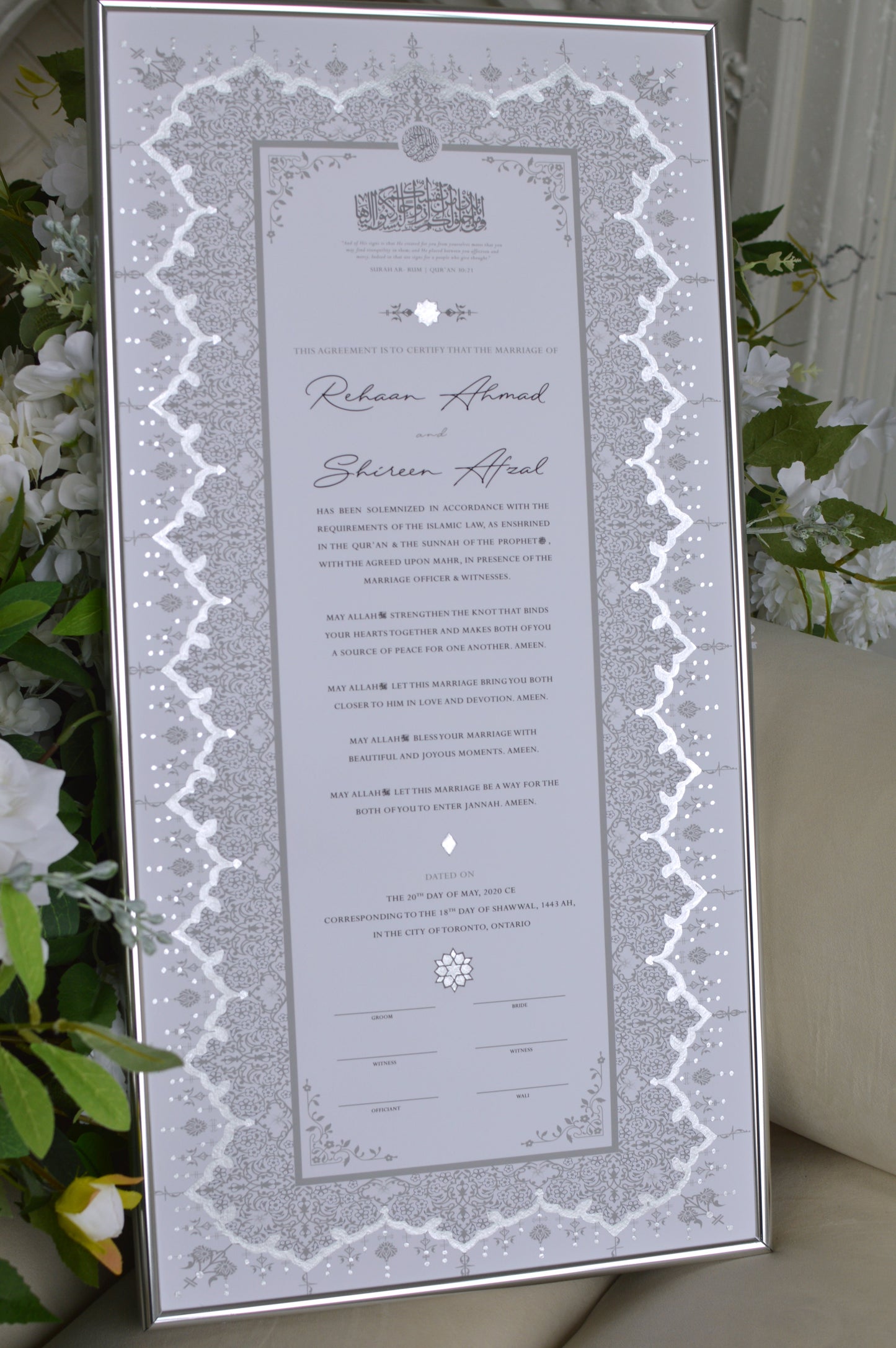 Soraya Nikah Certificate - Silver Embellished