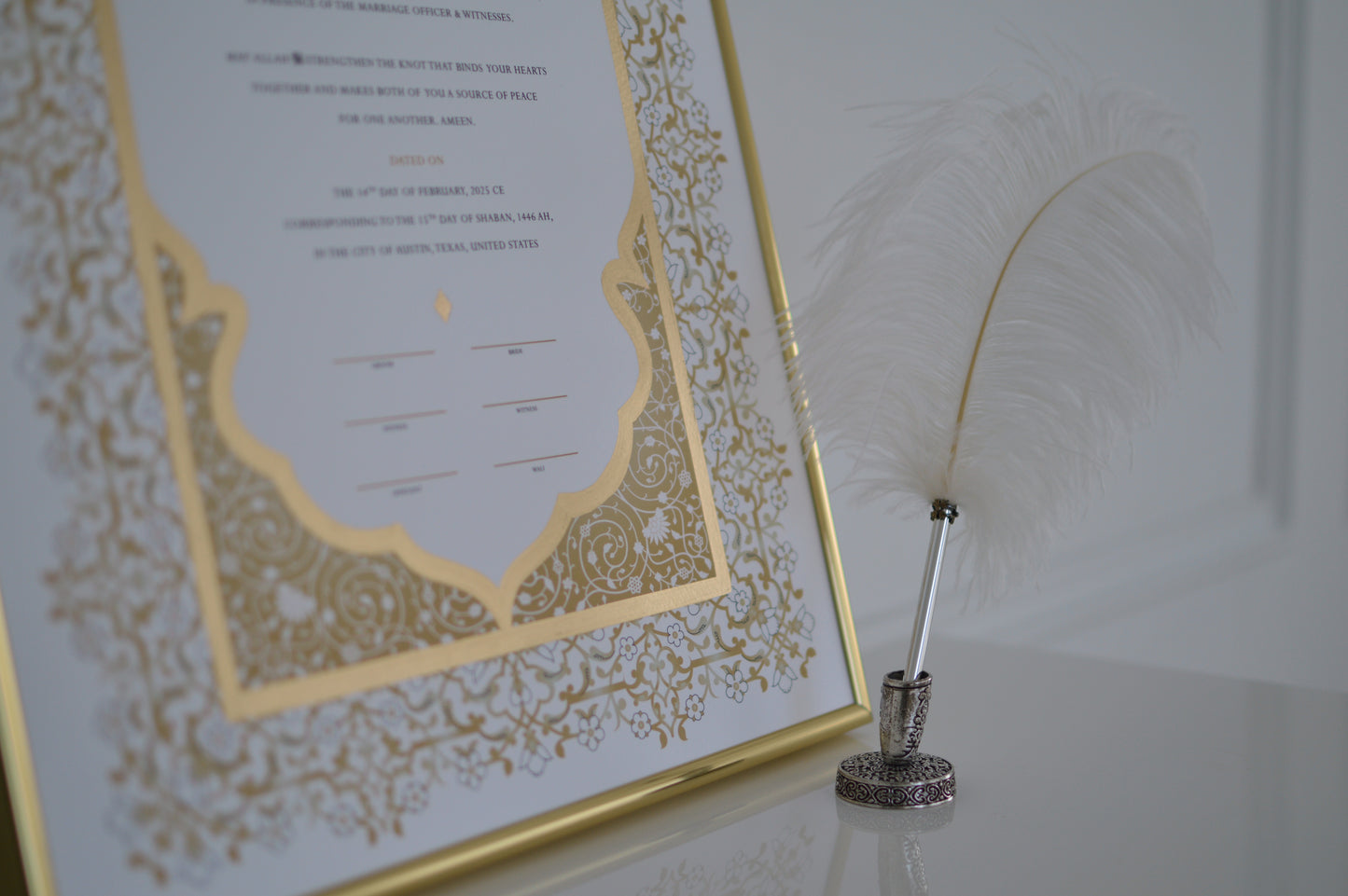 Shireen Nikah Certificate - Extended Gold Embellished