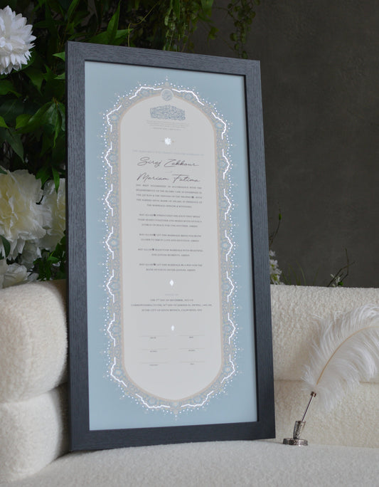 Raeesa Sapphire Nikah Certificate - Silver Embellished