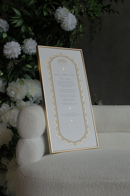 Raeesa Nikah Certificate - Gold Embellished