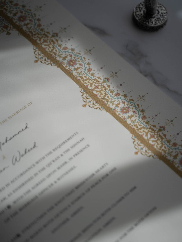Yasmeen Nikah Certificate: Gold