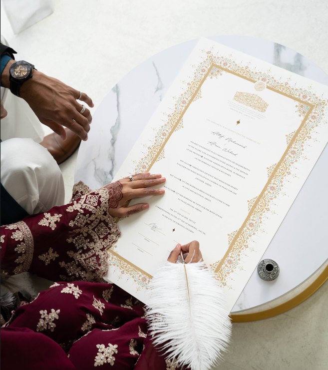 Elegant Nikkah Certificate Decorated Muslim Marriage Contract Elegant Nikkah Certificate Decorated Muslim Marriage Contract