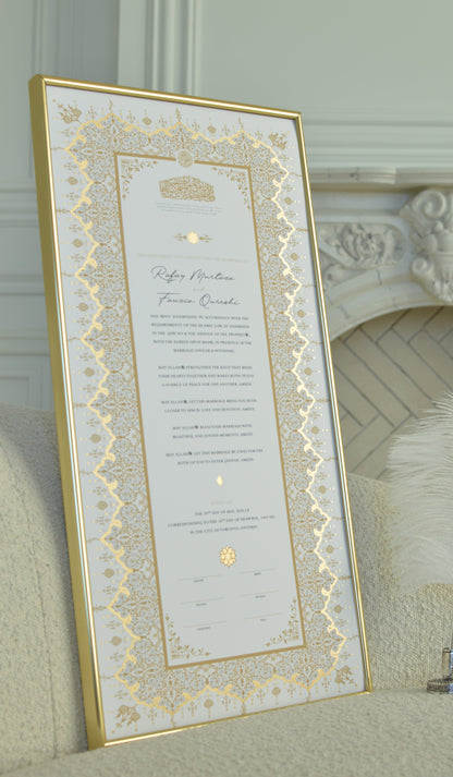 Soraya Nikah Certificate - Gold Embellished