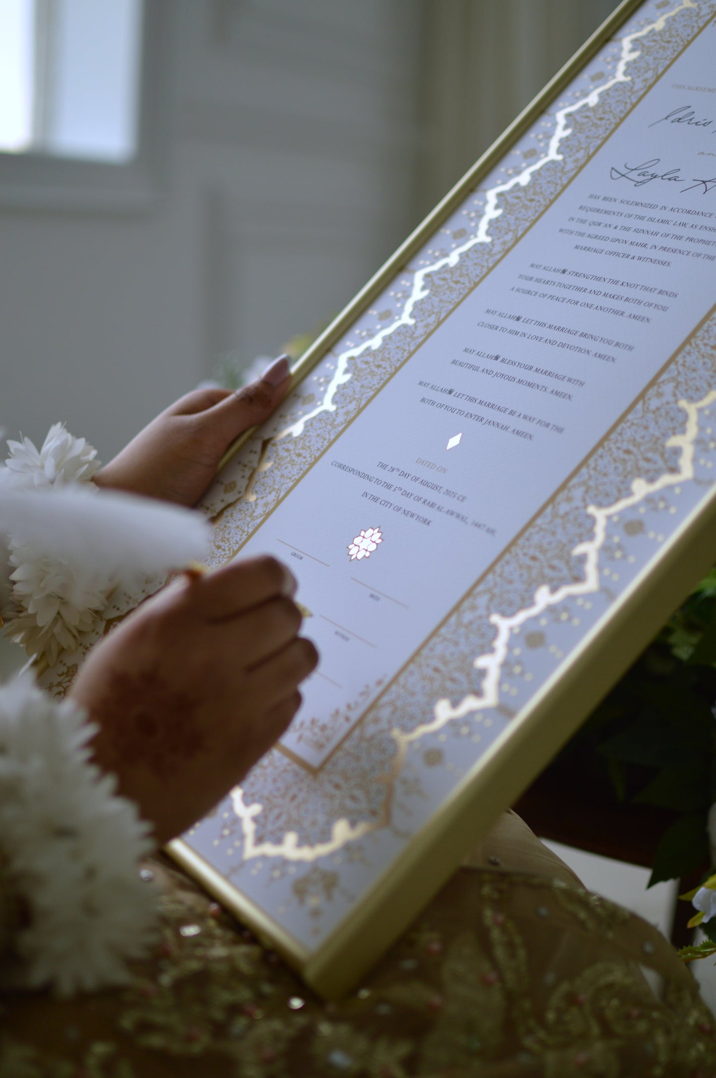 Soraya Nikah Certificate - Gold Embellished