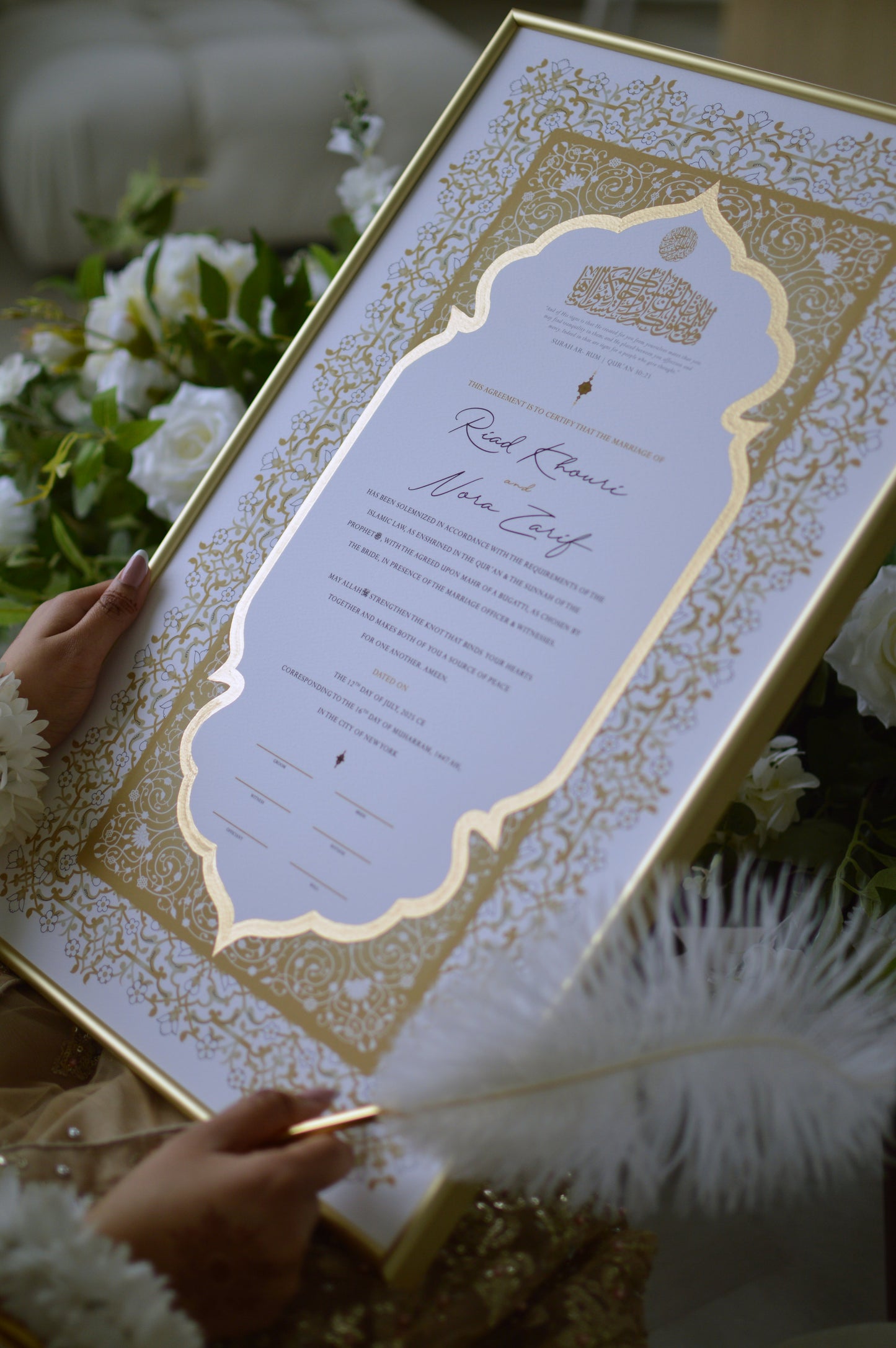 Shireen Nikah Certificate - Gold Embellished