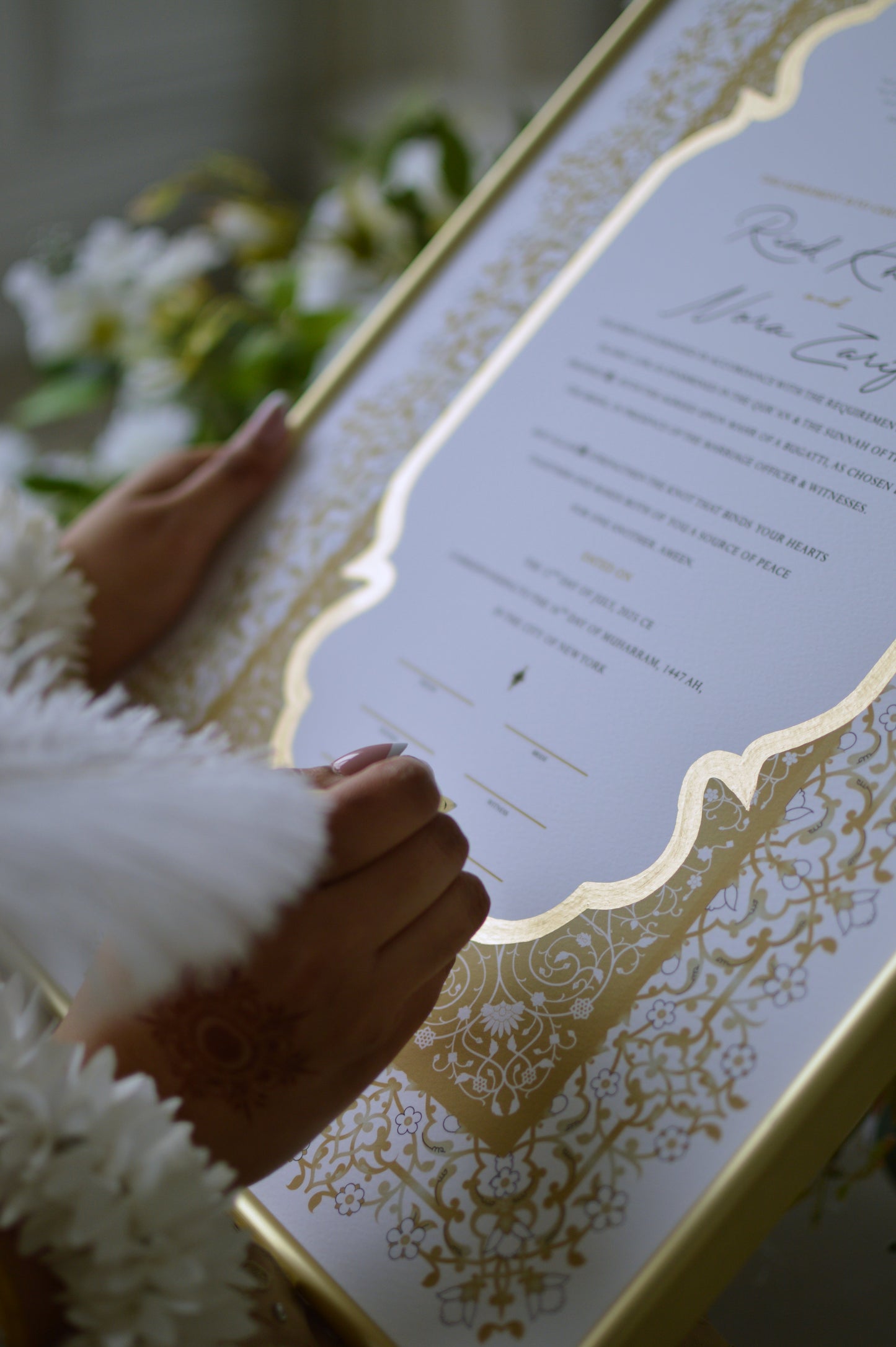 Shireen Nikah Certificate - Gold Embellished