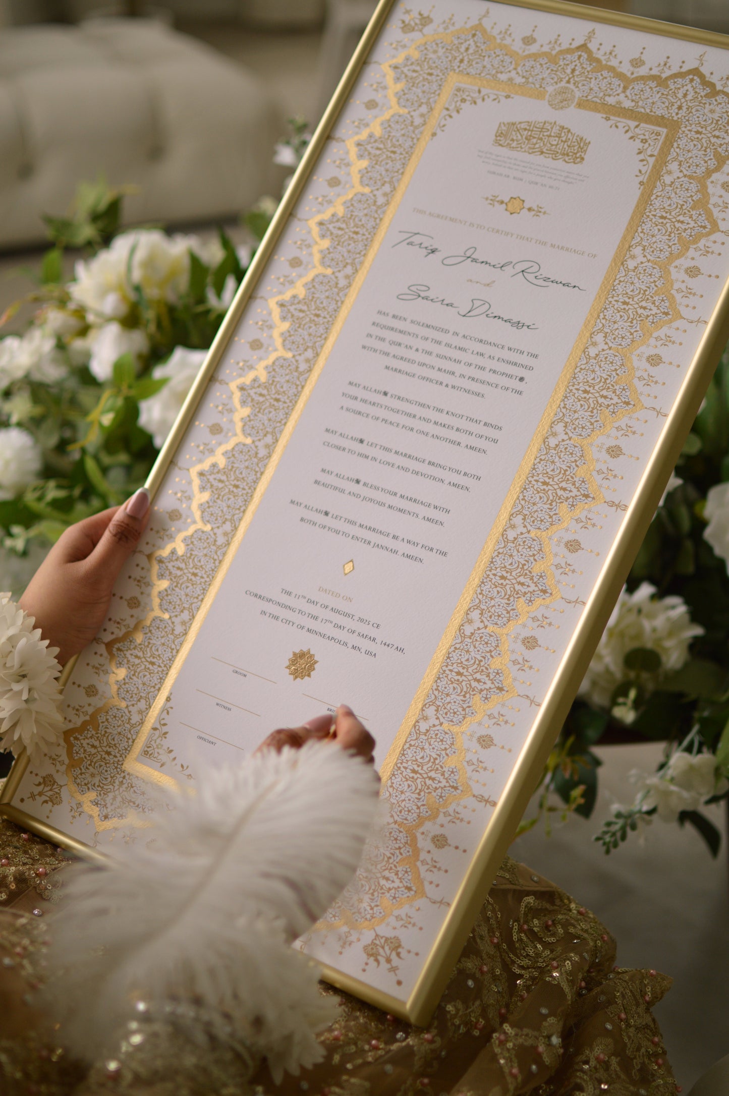 Soraya Nikah Certificate - Extended Gold Embellished