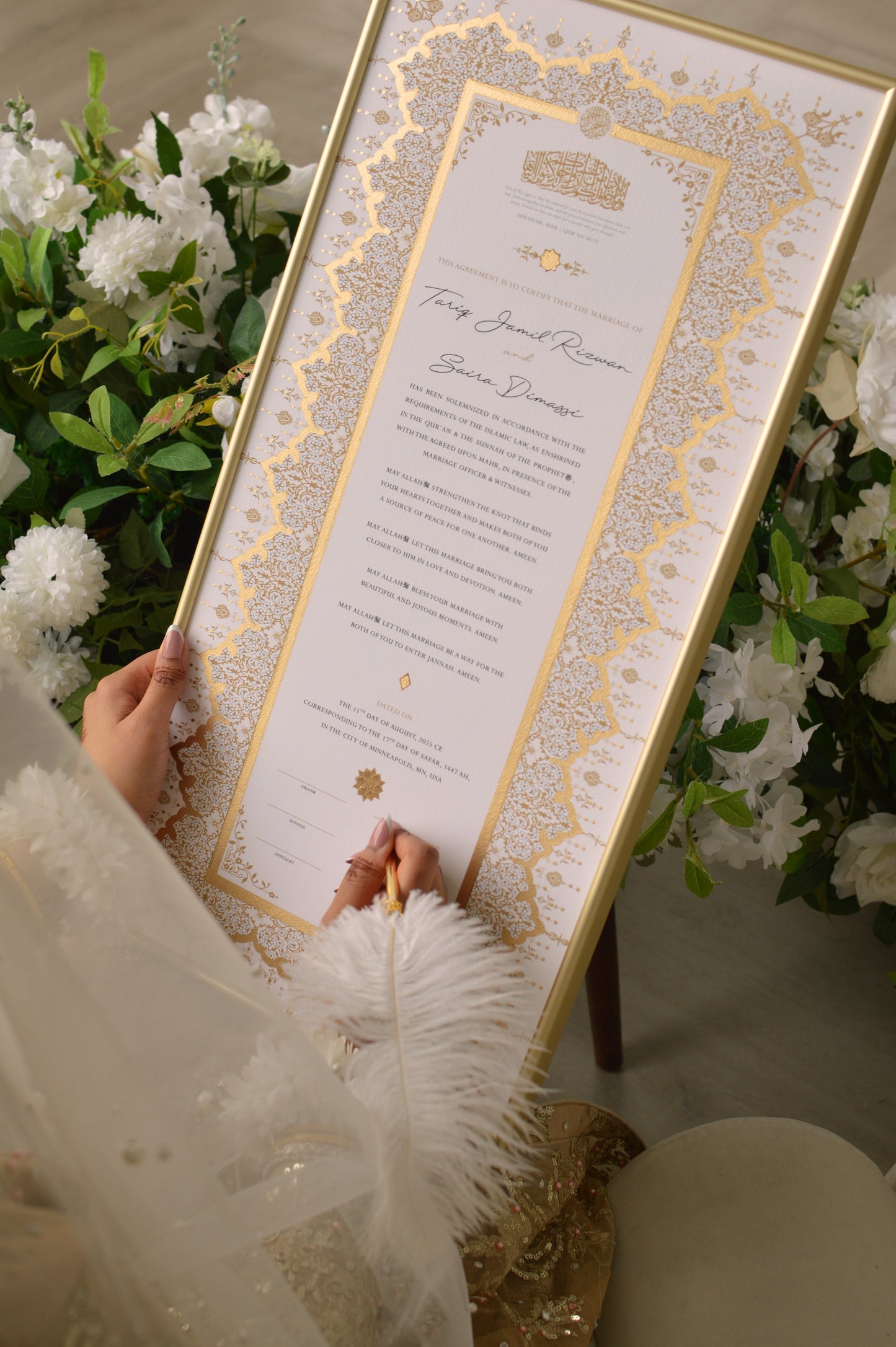 Soraya Nikah Certificate - Extended Gold Embellished