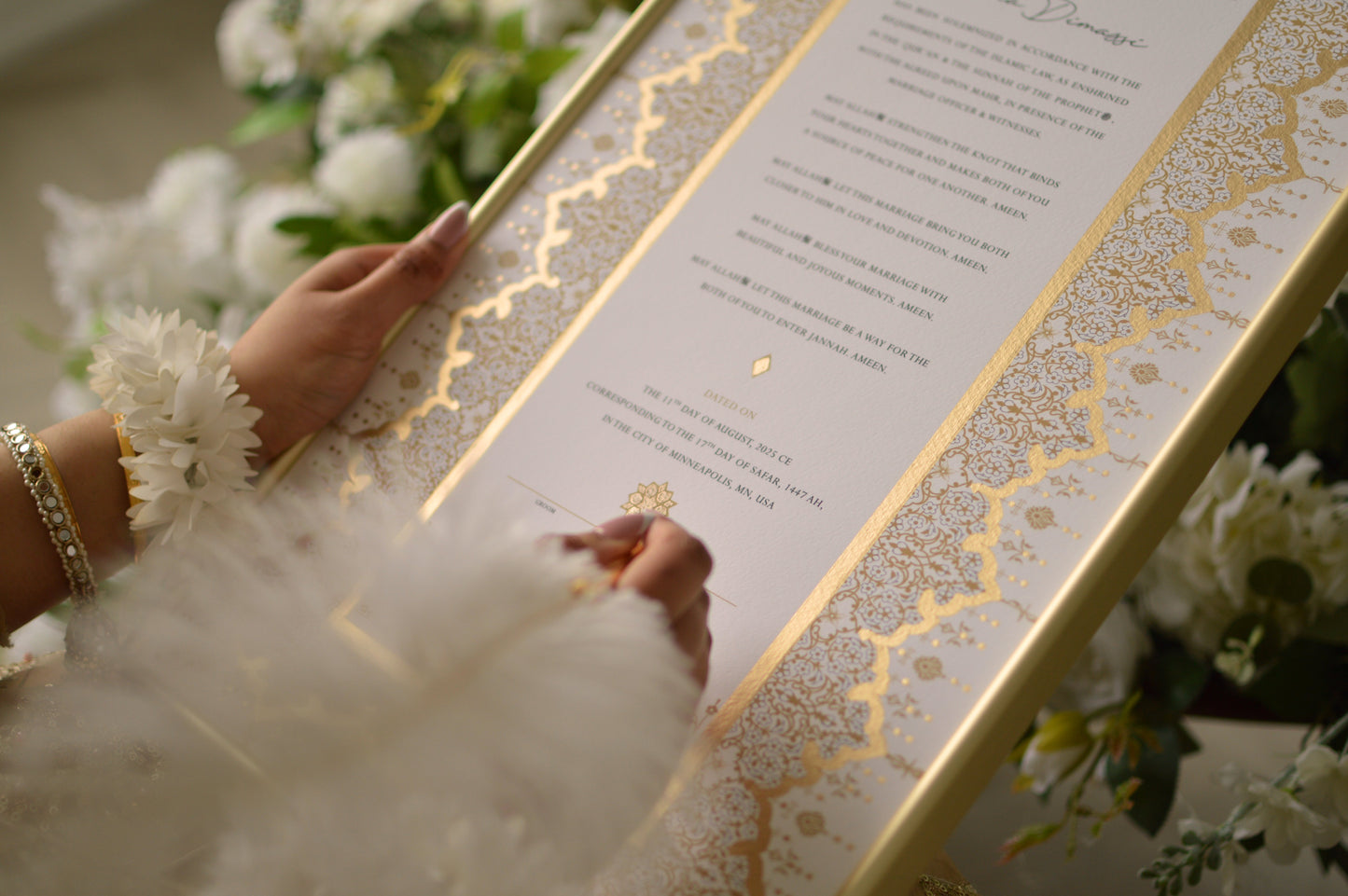 Soraya Nikah Certificate - Extended Gold Embellished