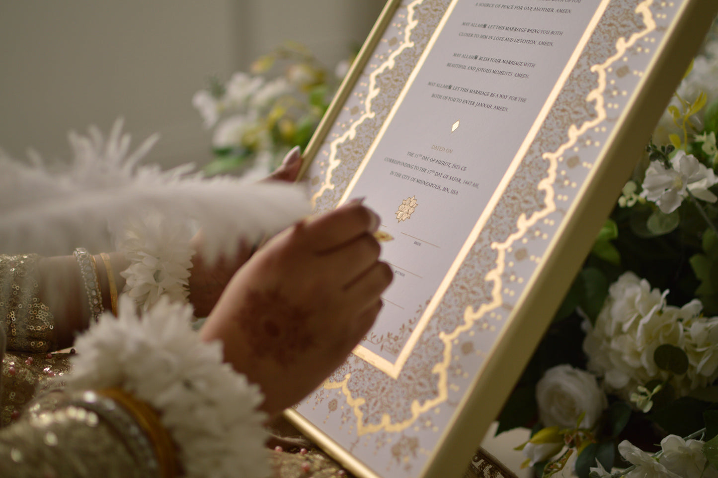 Soraya Nikah Certificate - Extended Gold Embellished