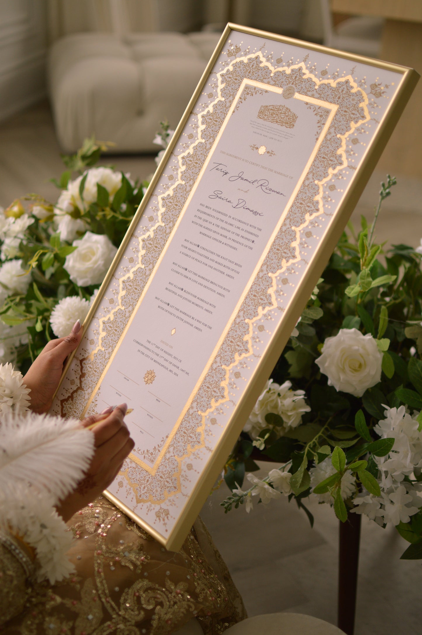 Soraya Nikah Certificate - Extended Gold Embellished