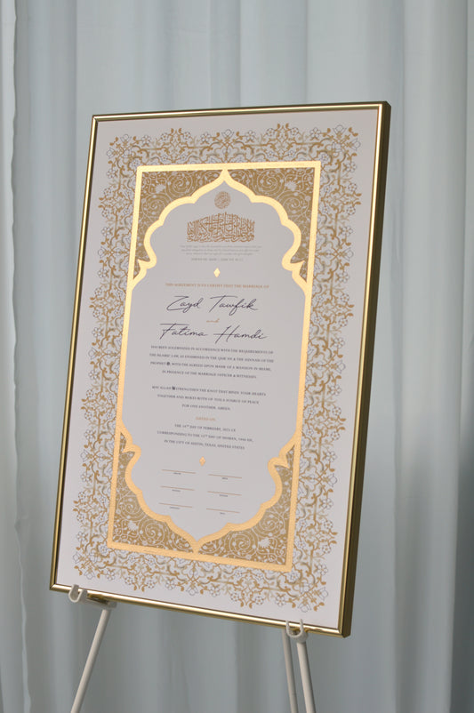 Shireen Nikah Certificate - Extended Gold Embellished