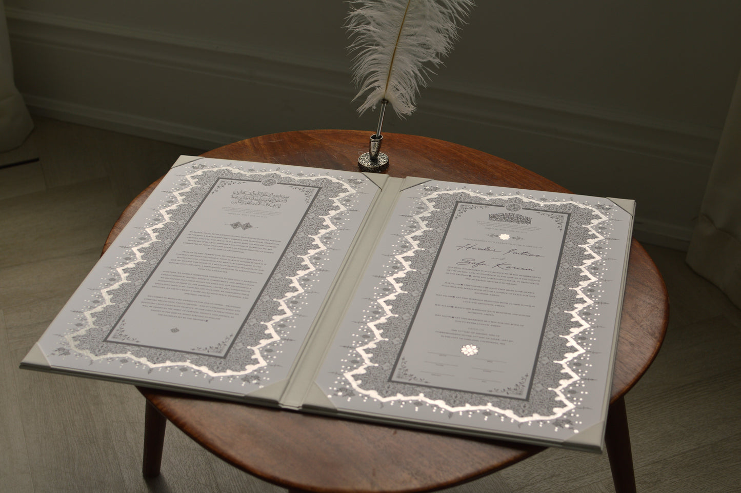 White Chain Nikah Certificate Folder Set