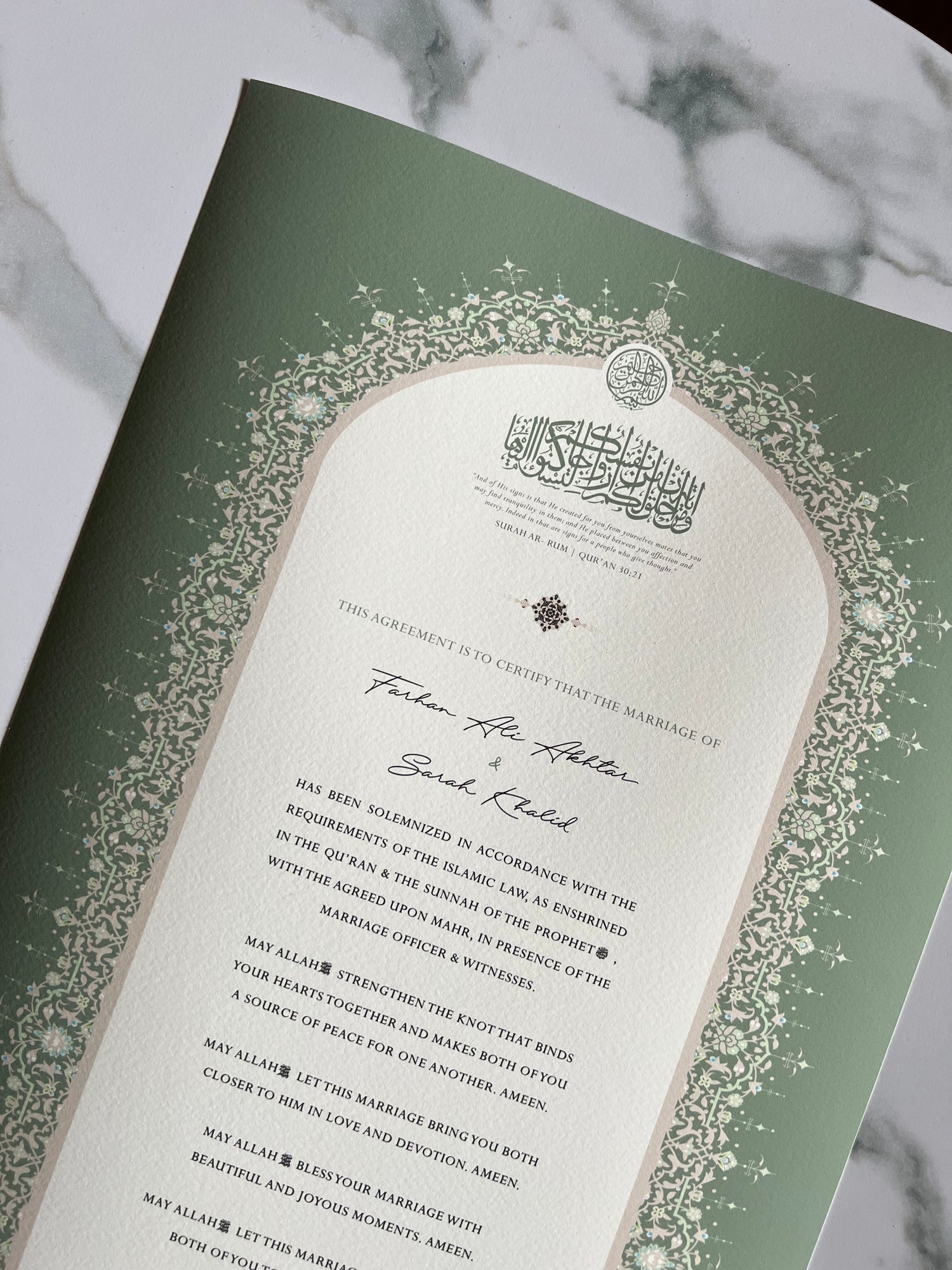 Nikahnama, Nikkah Certificate, Nikah, Islamic Marriage