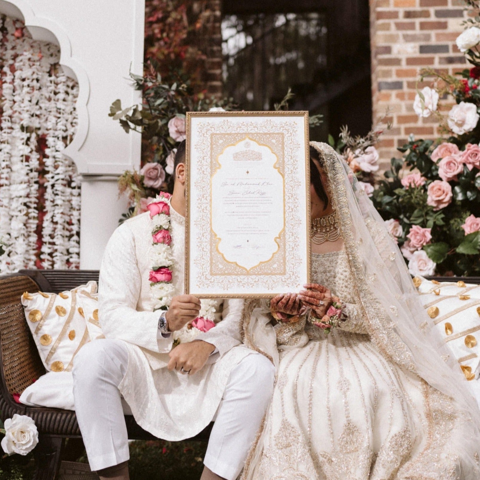 nikah certificate, nikah contract, nikkah certificate, nikkah contract, nikahnama, nikkahnama, katbkitab certificate, gold frame, islamic marriage certificate, muslim wedding contract