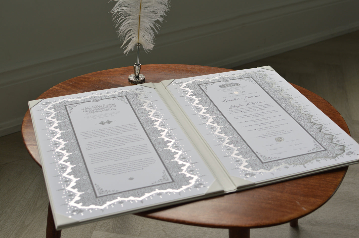 White Chain Nikah Certificate Folder Set