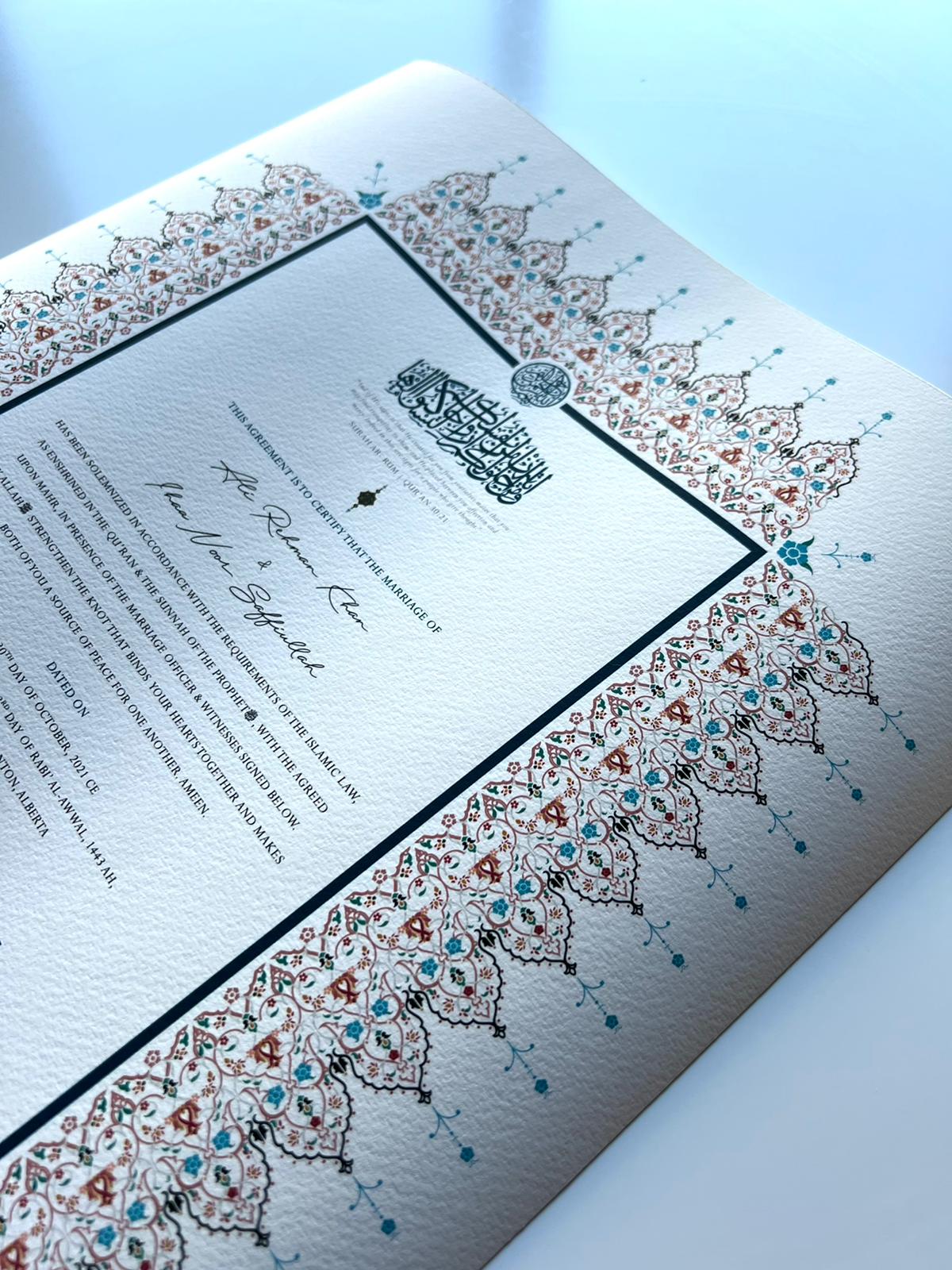 Nikkah, Nikkah Ceremony, Nikahnama, Nikkah Certificate, Islamic Marriage Certificate